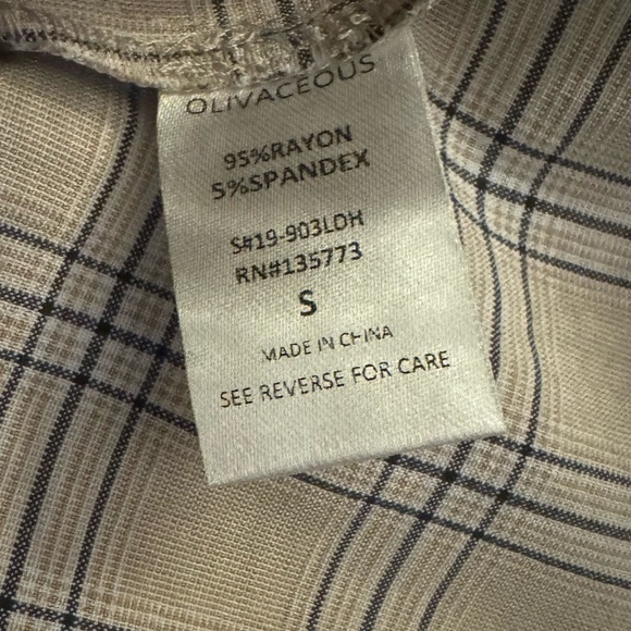 OLIVACEOUS NWT Plaid Tan/Navy Halter Dress / S - Picture 6 of 7